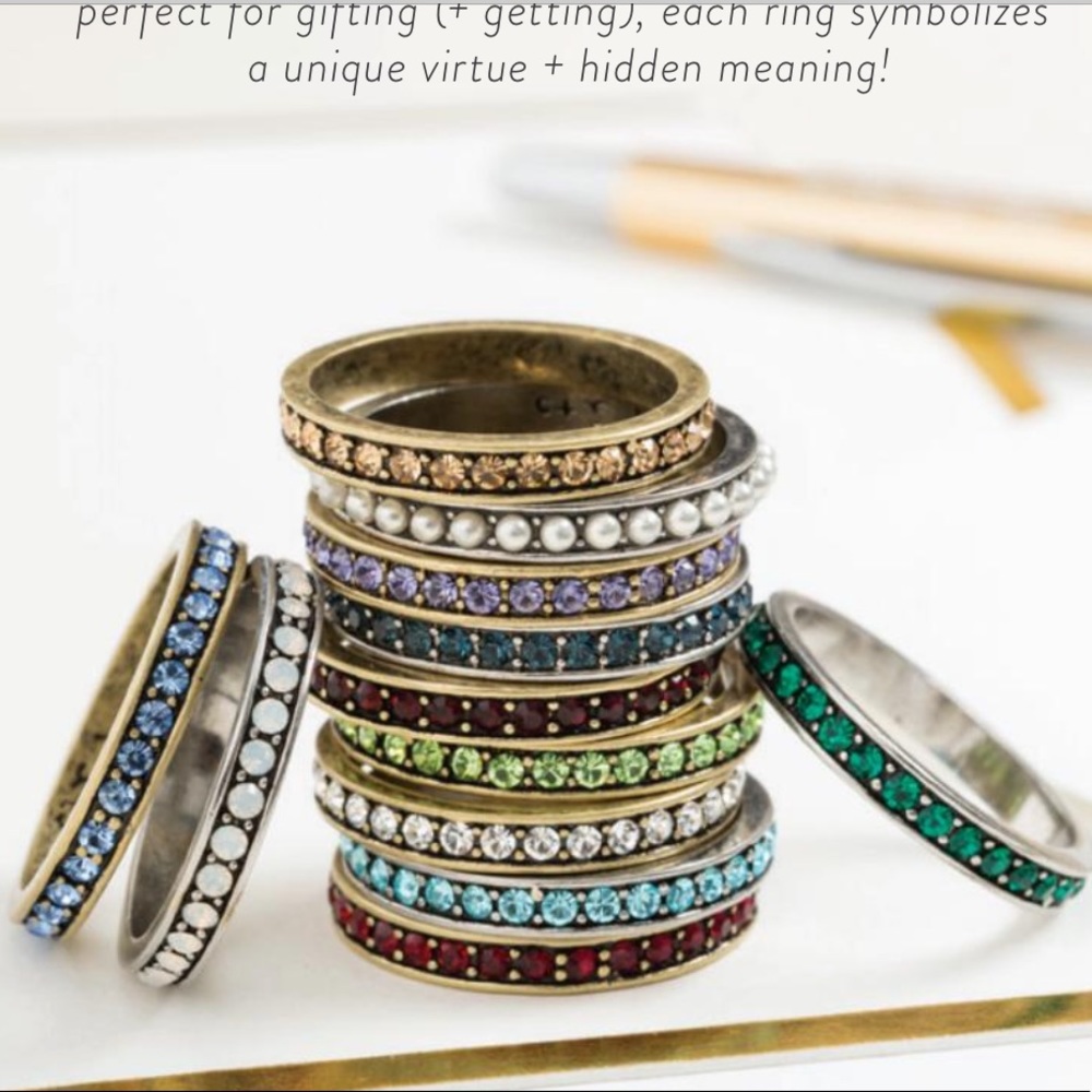 C + I Aquamarine Pave Stacking Rings March